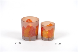 Windlicht, Herbstwald Ø8.8x H10cm, orange Windlicht, Herbstwald Ø8.8x H10cm, orange