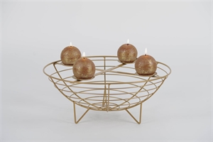Kerzenständer, Metallkorb Ø35x H15.5cm, gold Kerzenständer, Metallkorb Ø35x H15.5cm, gold