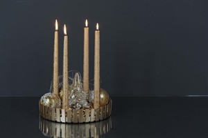 Kerzenständer, Metall Ø26x H5cm, messing