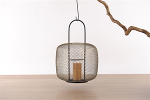 Laterne, Metall - Glas Ø29.5x H42.5cm, cage dorée Laterne, Metall - Glas Ø29.5x H42.5cm, cage dorée