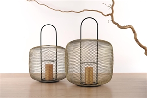 Laterne, Metall - Glas Ø33.5x H48.5cm, cage dorée Laterne, Metall - Glas Ø33.5x H48.5cm, cage dorée