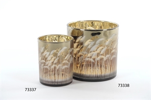 Windlicht, Feder Ø15x H15cm, grüngrau* Windlicht, Feder Ø15x H15cm, grüngrau*