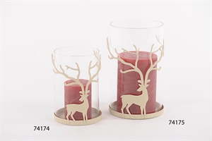 Windlicht, Mighty elk Ø10.5x H15cm, klar/met. Windlicht, Mighty elk Ø10.5x H15cm, klar/met.