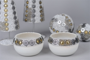 Schale, Perles de Noël Ø9x H8cm, grau