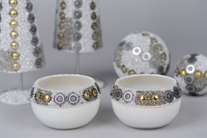 Schale, Perles de Noël Ø9x H8cm, grau Schale, Perles de Noël Ø9x H8cm, grau