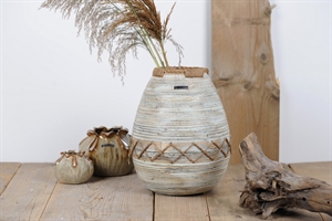 DekoVase, Ø20x H24.5cm, Bambus & Jute DekoVase, Ø20x H24.5cm, Bambus & Jute