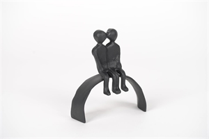 Figur, sitzendes Pärchen L15x H15cm, alu black