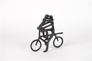 Figur, Pärchen auf Fahrrad L25x H25cm, alu black