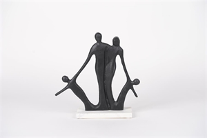 Figur, Familie auf Marmor L33x H33cm, alu black