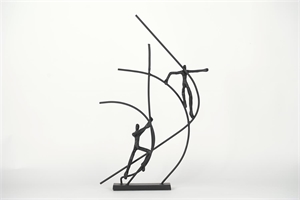 Figur, Stuntmänner L48x H76cm, alu black