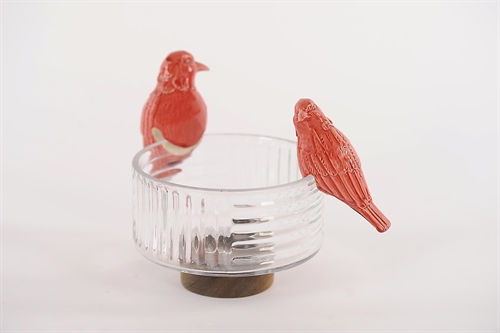 Vogel, Canario - Keramik L4x 4.5x H11.5, red pink Vogel, Canario - Keramik L4x 4.5x H11.5, red pink