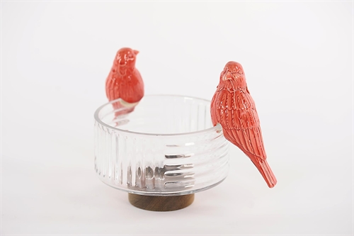 Vogel, Canario - Keramik L6.5.x 5.5x H13, red pink Vogel, Canario - Keramik L6.5.x 5.5x H13, red pink