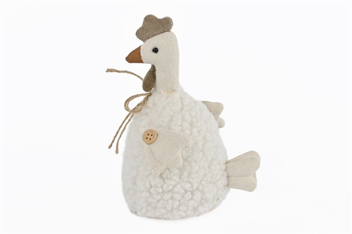 Huhn, Frizzle - Wolle L13x 10x H21cm, weiss Huhn, Frizzle - Wolle L13x 10x H21cm, weiss