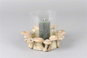 Pilz, mit Windlicht Ø23.5x H17.5, zement* Pilz, mit Windlicht Ø23.5x H17.5, zement*