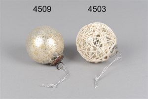 Kugel, Twini mit Oese - 7.6cm, silber Kugel, Twini mit Oese - 7.6cm, silber