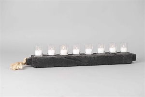 Teelichtfassung, Holz - L68x 9x H6cm, burned Teelichtfassung, Holz - L68x 9x H6cm, burned