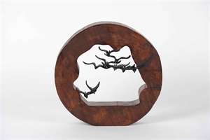 Holzscheibe, mit Vögel - Ø29x 9x H28.cm, braun Holzscheibe, mit Vögel - Ø29x 9x H28.cm, braun