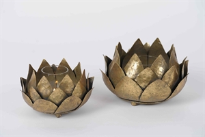 Pflanze, Teelichthalter - Ø17x H10cm, bronce