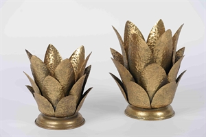 Pflanze, Teelichthalter - Ø30x H26cm, bronce