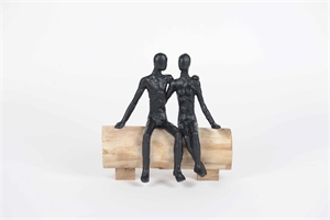 Figur, Relaxing couple L20.5x 10.5x H20cm, burn