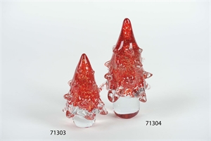 Tannenbaum, Glas - Ø9.5 x H15.5cm, glitter-rot Tannenbaum, Glas - Ø9.5 x H15.5cm, glitter-rot