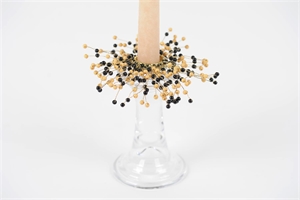 Kerzenring, mit Perlen Ø2.5~12cm, beige/black Kerzenring, mit Perlen Ø2.5~12cm, beige/black
