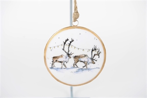 Emaille Hänger, Reindeer Ø15.5x H4cm, winter glaze