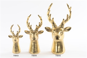 Hirsch, Gold Art - Polyresin 7x 6.5x 9cm, gold Hirsch, Gold Art - Polyresin 7x 6.5x 9cm, gold