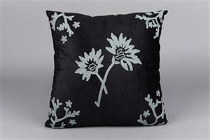 Kissen, L45 x W45cm - Chenille mit Stickerei, black Kissen, L45 x W45cm - Chenille mit Stickerei, black