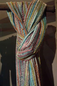 Schal, L180 x 50cm - Viskose Muster, hblau/grün Schal, L180 x 50cm - Viskose Muster, hblau/grün