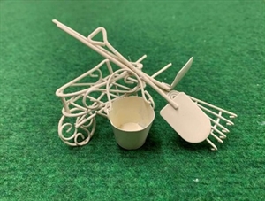 Deko Metall, Gartengeräte 11cm - VE 4x 5, creme Deko Metall, Gartengeräte 11cm - VE 4x 5, creme