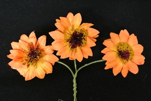 Blumen, Sunflower 3x 12 Stk m. Draht 35mm, orange