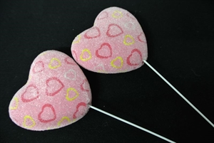 Herz, am Stab 6x 7cm, rosa Herz, am Stab 6x 7cm, rosa