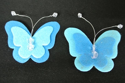 Deco, Schmetterling Filz m.Perlen 5.5x 7cm, blau