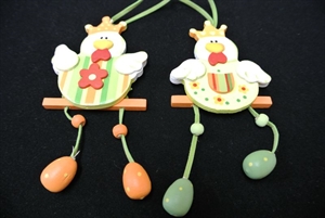 Holzhuhn, hängend Paar B7x H10cm, bunt Holzhuhn, hängend Paar B7x H10cm, bunt