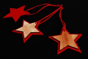 Anhänger, Sterne Filz-Holz 8cm, rot