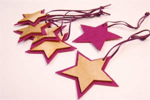 Anhänger, Sterne Filz-Holz 8cm, lila