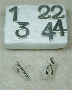 Zahlen 1-2-3-4, an Nadel 22mm - 4x 4 Stk, silber