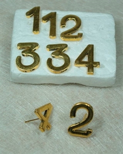 Zahlen 1-2-3-4, an Nadel 22mm - 4x 4 Stk, gold