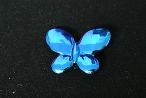 Schmetterling, 32mm- Langloch klebend, blau