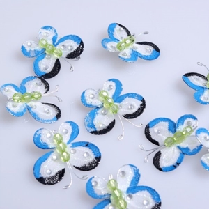 Schmetterling, Organza 35mm - Klebepunkt, blau Schmetterling, Organza 35mm - Klebepunkt, blau
