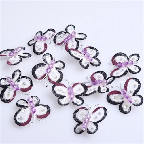 Schmetterling, Organza 35mm - Klebepunkt, schwarz Schmetterling, Organza 35mm - Klebepunkt, schwarz