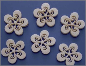 Aufleger, Filzblümchen 50mm, creme Aufleger, Filzblümchen 50mm, creme
