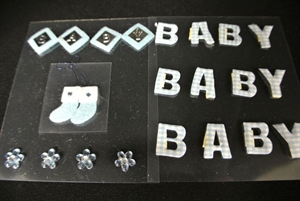 Bastelset, Baby 6 Motive sortiert - klebend, blau Bastelset, Baby 6 Motive sortiert - klebend, blau