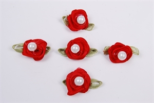 Satinblüten, mit Perle 20mm - 36 Stk, rot