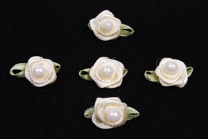 Satinblüten, mit Perle 20mm - 36 Stk, creme Satinblüten, mit Perle 20mm - 36 Stk, creme