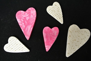Deco, Holz- & Papierherz je 12 Stk, creme/ rot Deco, Holz- & Papierherz je 12 Stk, creme/ rot