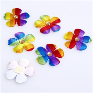 Stoffblume, 3.5cm VE 12x 6 Stk - klebend, multicolor Stoffblume, 3.5cm VE 12x 6 Stk - klebend, multicolor