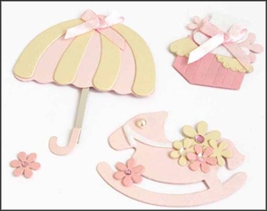 Bastelset, Baby Boy 3-teilig klebend - Set/12, rosa Bastelset, Baby Boy 3-teilig klebend - Set/12, rosa