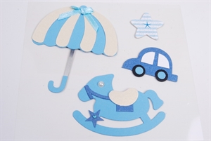 Bastelset, Baby Boy 3-teilig klebend - Set/12, blau Bastelset, Baby Boy 3-teilig klebend - Set/12, blau